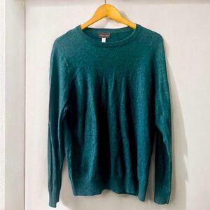 Thomas Dean Crewneck Merino Wool Sweater Sz XL Forest Green Preppy